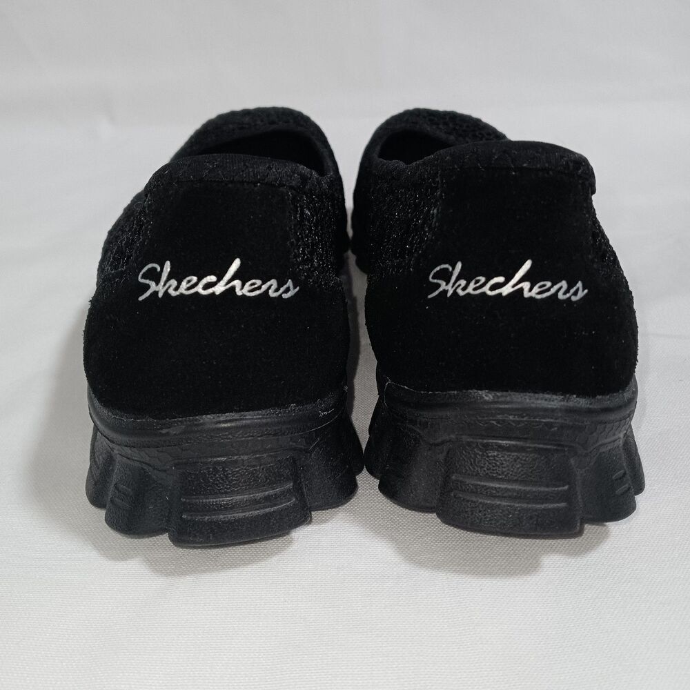 Skechers EZ Flex 2 Sweet Pea Ballet Flats 8.5 Black Crochet Slip On Memory Foam - Picture 2 of 5